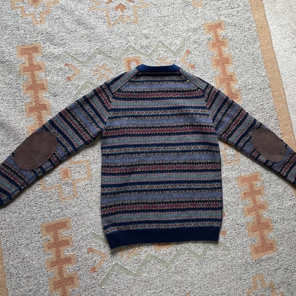 Junya Watanabe x COMME des GARÇONS V-Neck Sweater with Suede Elbow Pads - Picture 3 of 3